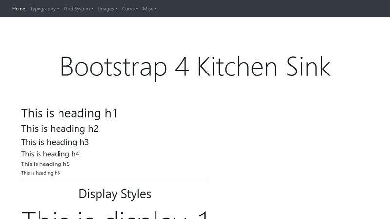 bootstrap 4 kitchen sink