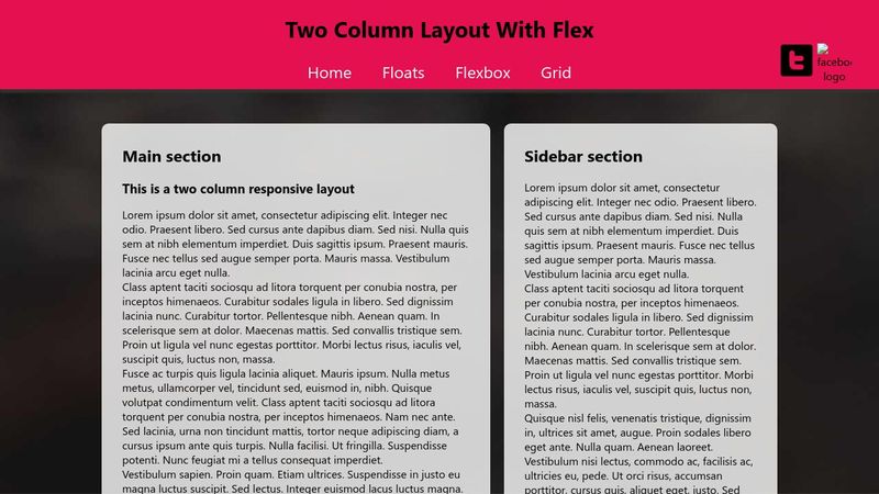 Two Column Responsive Layout