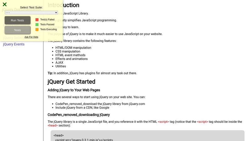 Technical Documentation Page - jQuery