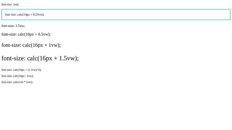 VW Font size Experiments VW Font size Experiments
