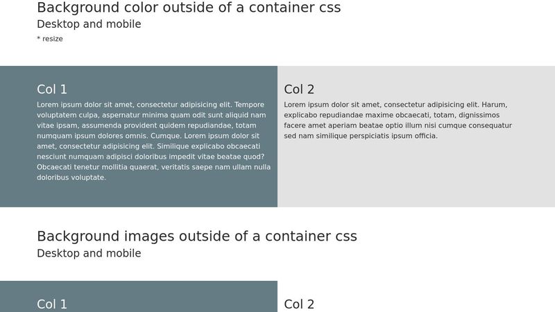 background images and color outside of a container css