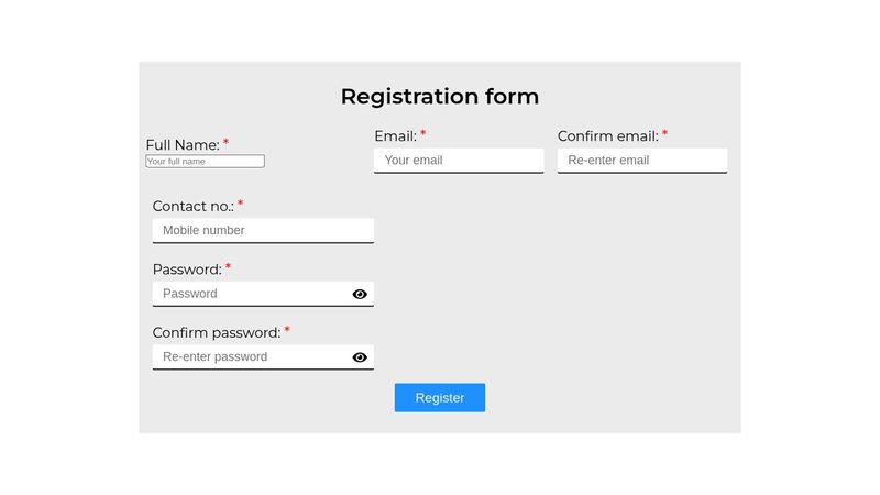Simple registration form with validation