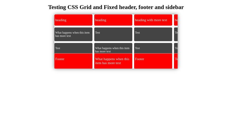 CSS Grid - fixed header and footer