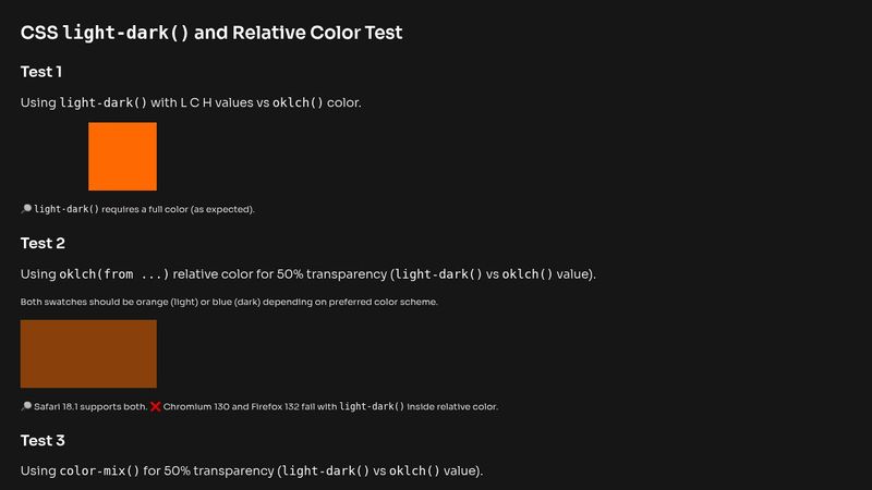 CSS light-dark() and Relative Color Test