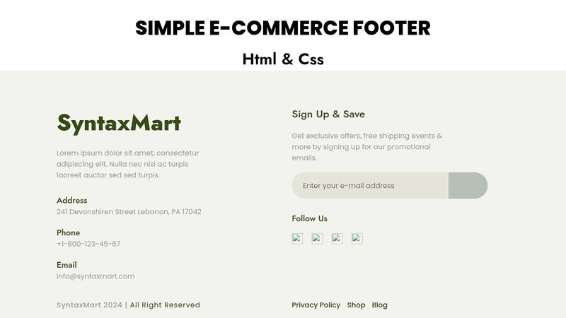 E-Commerce Footer In HTML & CSS