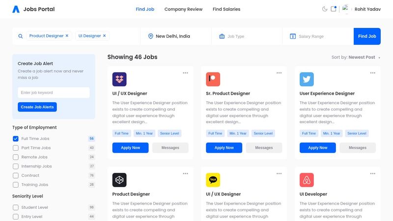 Job Search Platform UI - HTML Css JS