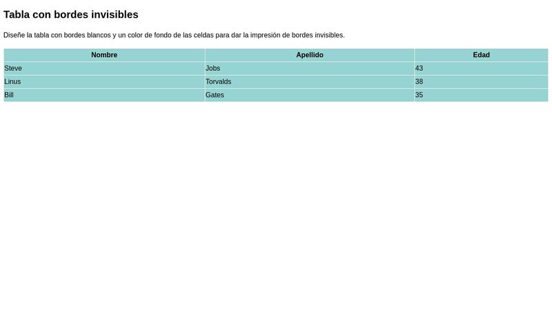 HTML Table Borders Style Table