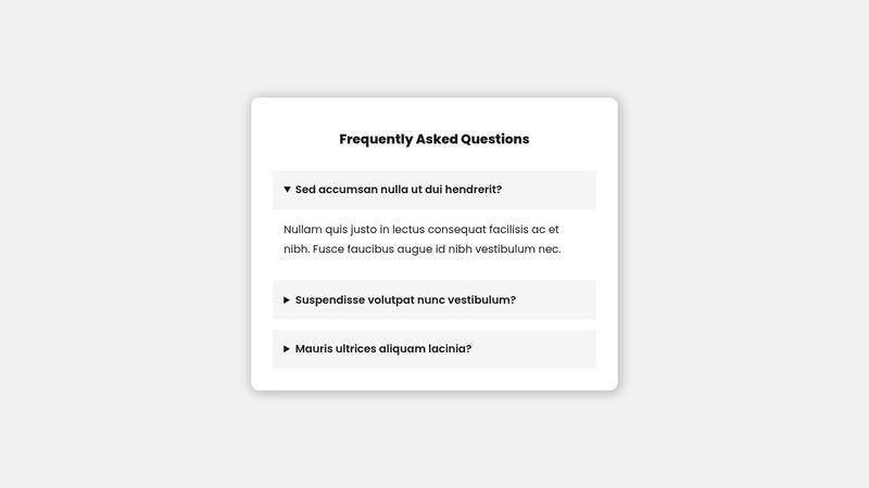 Frequently Asked Questions using Details Tag HTML