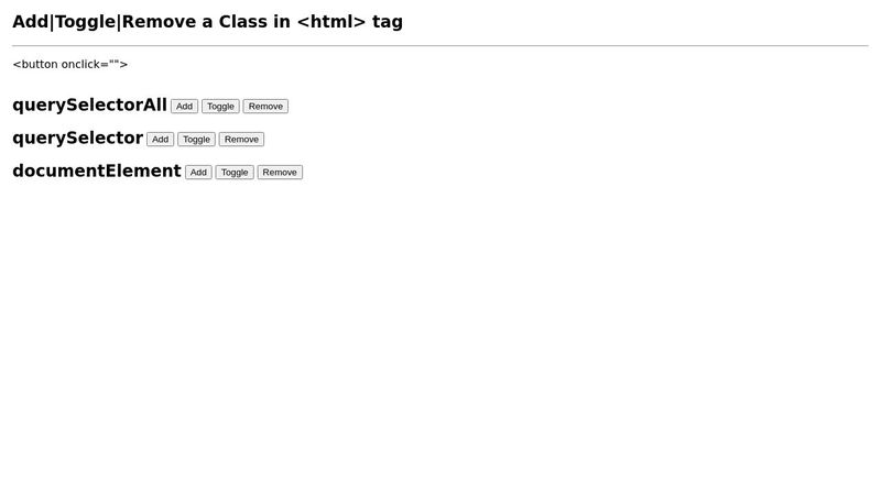 Add|Toggle|Remove a Class in tag (onClick)