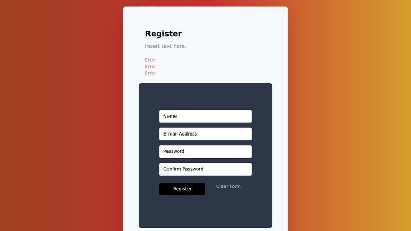 Register Form with TailwindCSS