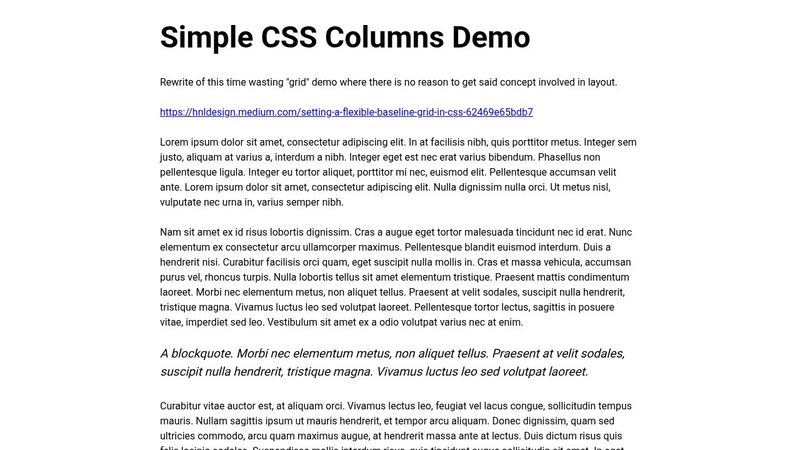 Simple CSS Columns Demo