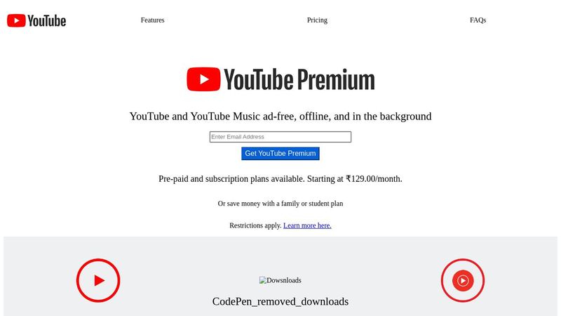 Youtube Landing Page