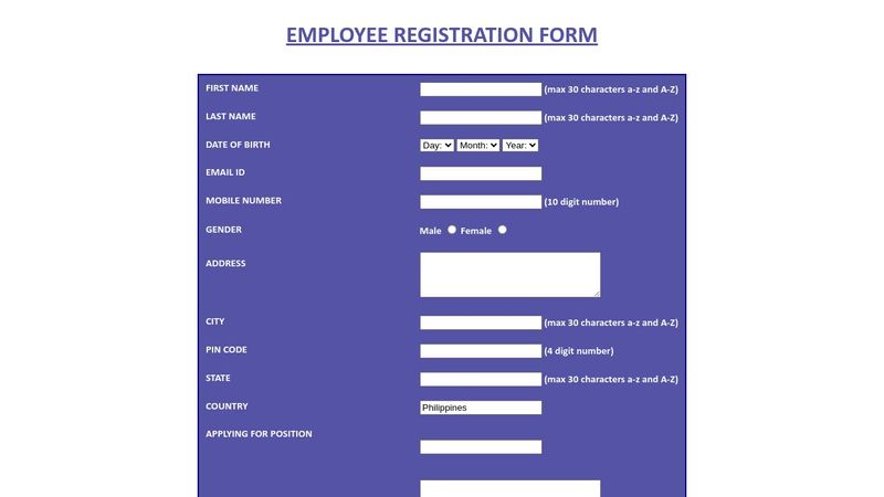 Employee Registration Form