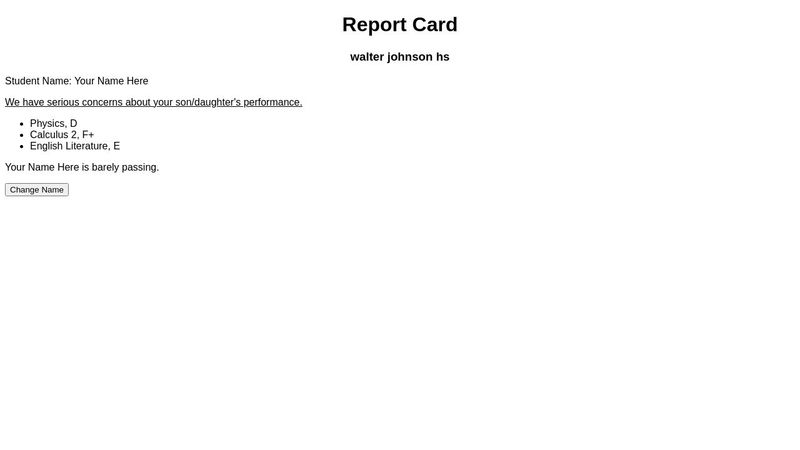 HTML Report Card