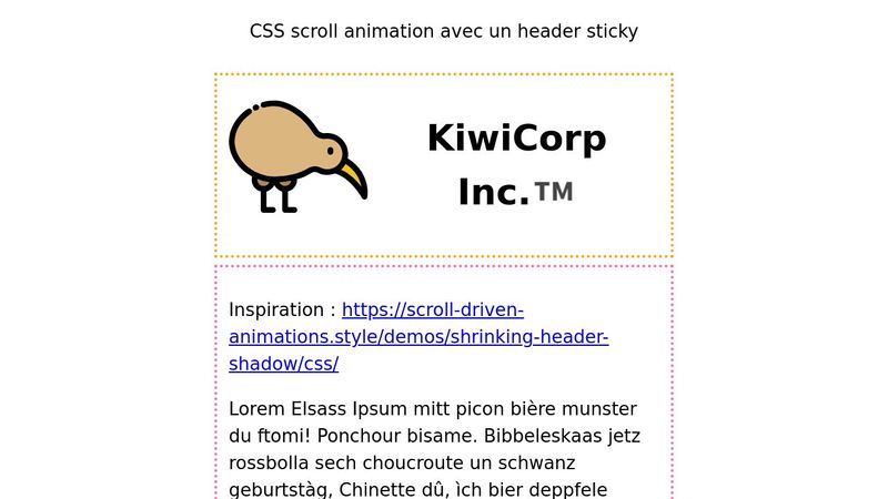CSS sticky header scroll animation