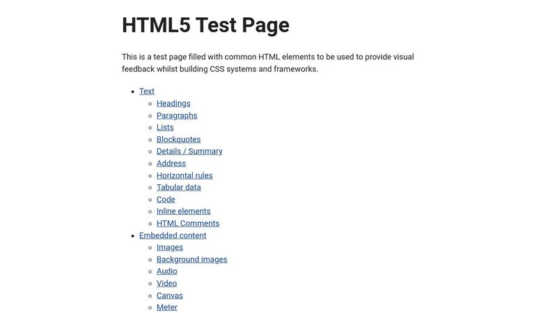 All semantic HTML tags (Simple.css)
