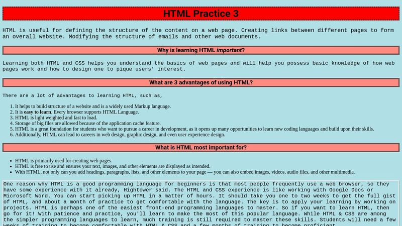 HTML Practice 3