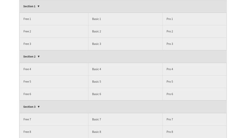 Table with Expandable Sections image.