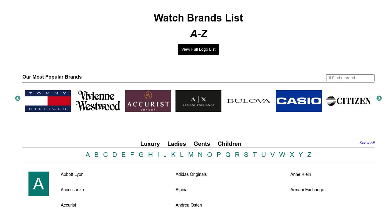 Watch Brands, A-Z Watch Brands List