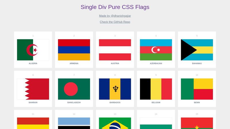 111 Single Div Pure CSS Flags