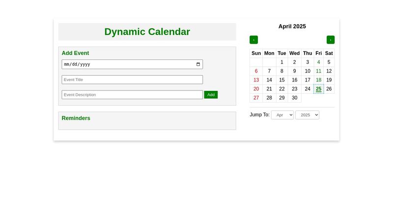 Dynamic Calendar