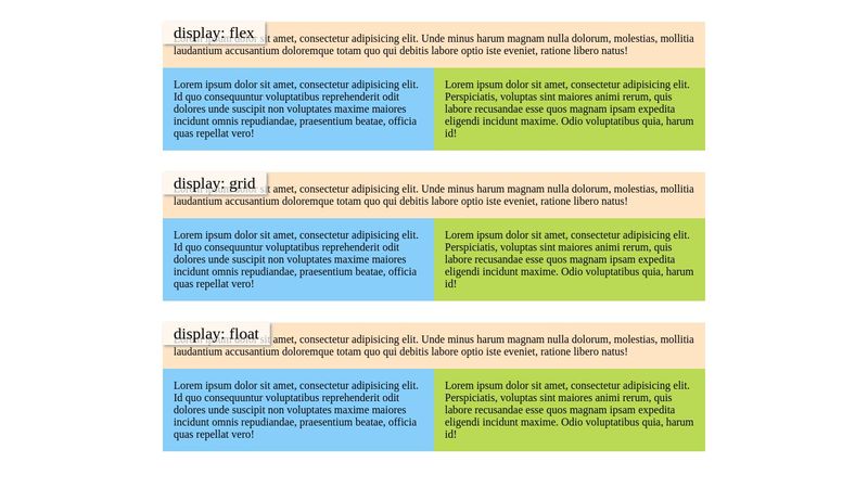 Flexbox v Grid v Float Layout