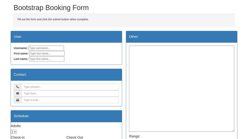 Bootstrap Booking Form