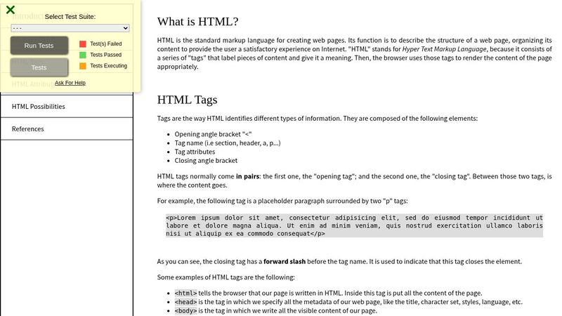 HTML Technical Documentation Page
