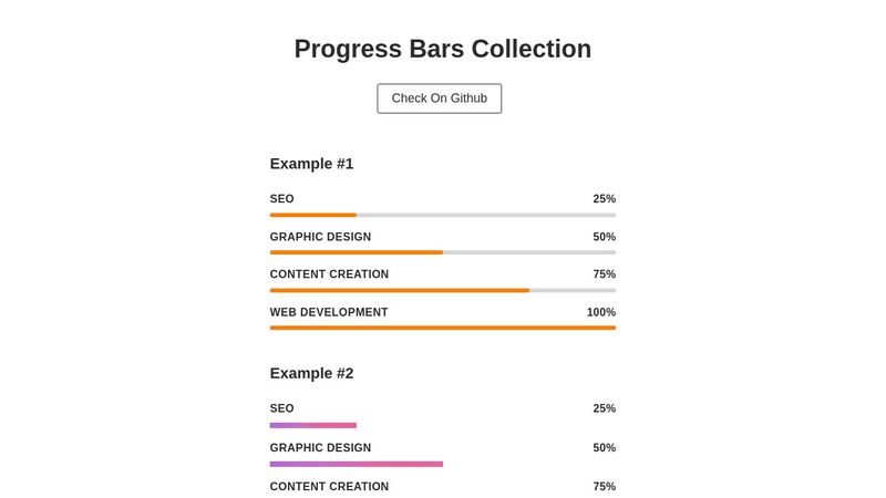 Progress Bars Collection (Single Element, HTML/CSS/JS)
