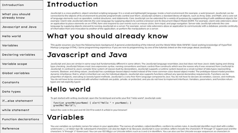 JS Documentation Page