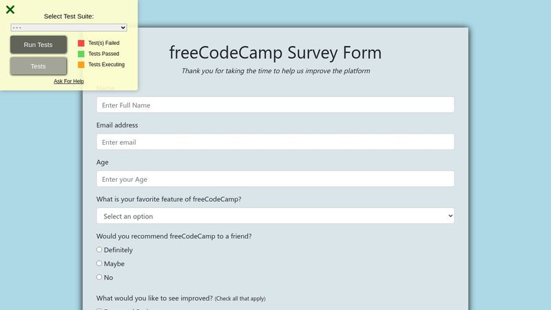 Survey Form (Free Code Camp)
