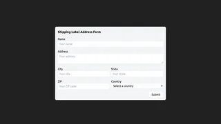 Shipping Label Address Form