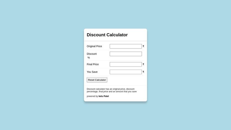 Discount Calculator using Javascript and Jquery