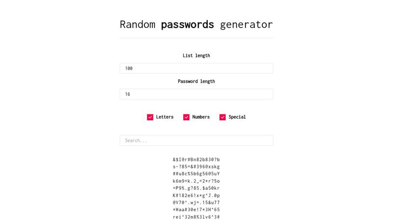 Random passwords generator | React