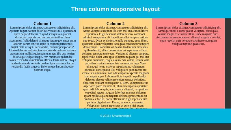 HTML5 and CSS3 Three Column Responsive Layout