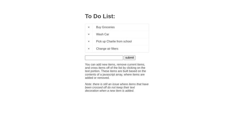 Javascript array manipulation (List of Names or To Do)