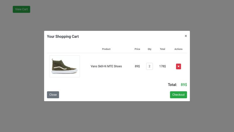 Bootstrap 4 Cart Modal