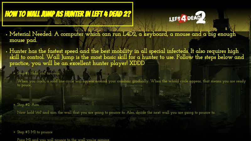 How to do Wall Jump as Hunter in Left 4 Dead 2