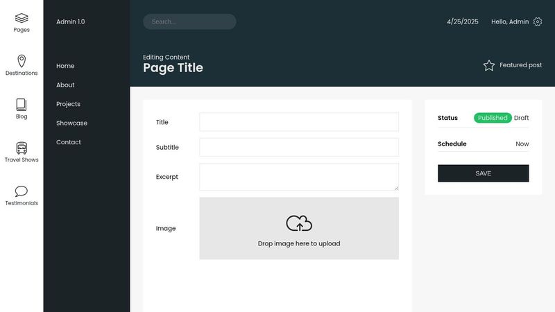Admin Page Layout