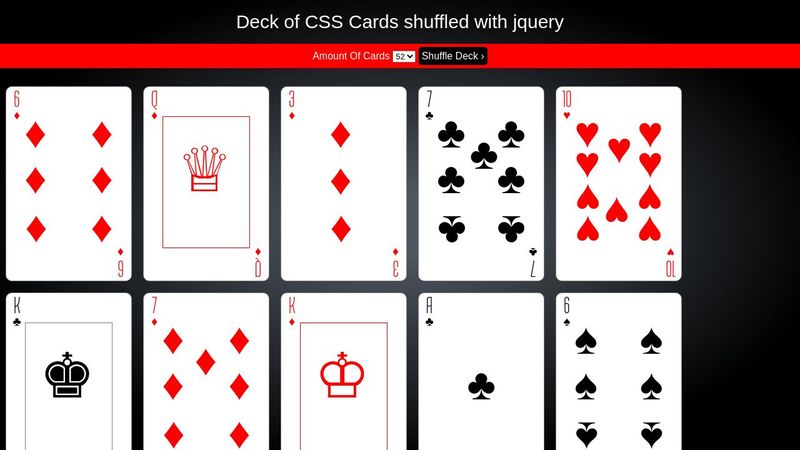 Deck of CSS Playing Cards with Shuffling