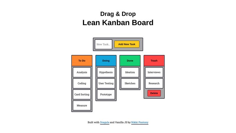 Simple Drag And Drop Lean Kanban Board Tool