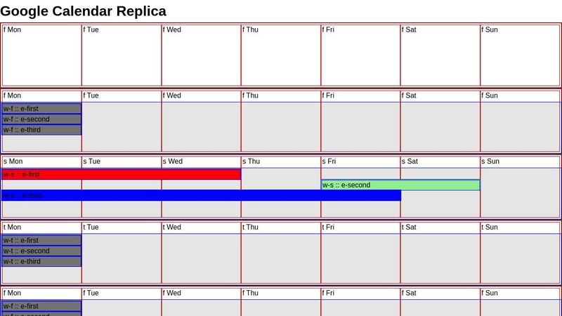 Google Calendar CSS Replica