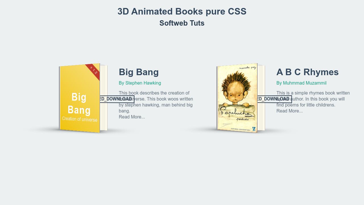 Book opening animation (pure css)