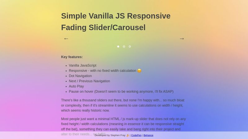Simple Responsive Fading Slider/Carousel - Vanilla JavaScript