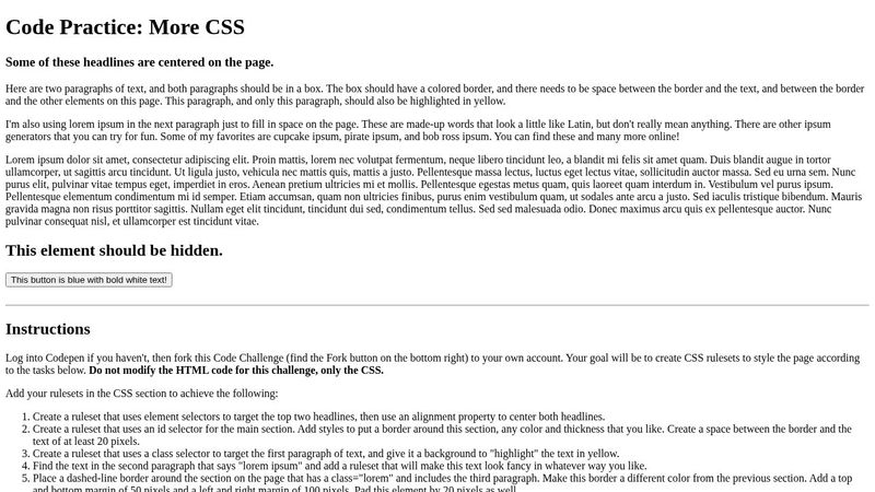 Code Practice: More CSS