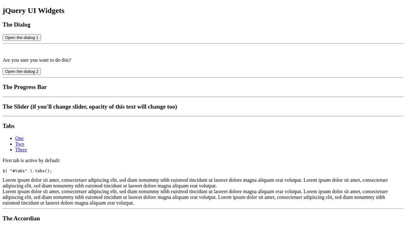 jQuery UI widgets + interactions + effects