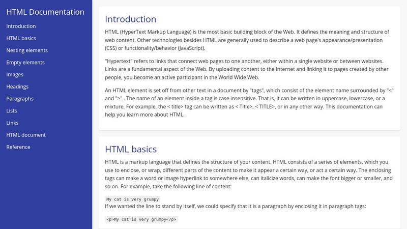 HTML - Technical Documentation