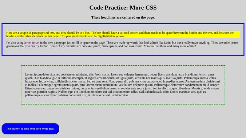 Code Practice: More CSS