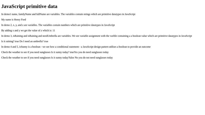 JavaScript Primitive Types