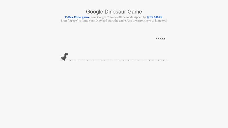 T-Rex dino game from Chrome offline mode.